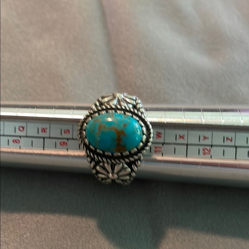 Carolyn Pollack Blue and Silver Ring with Intricate Silverwork